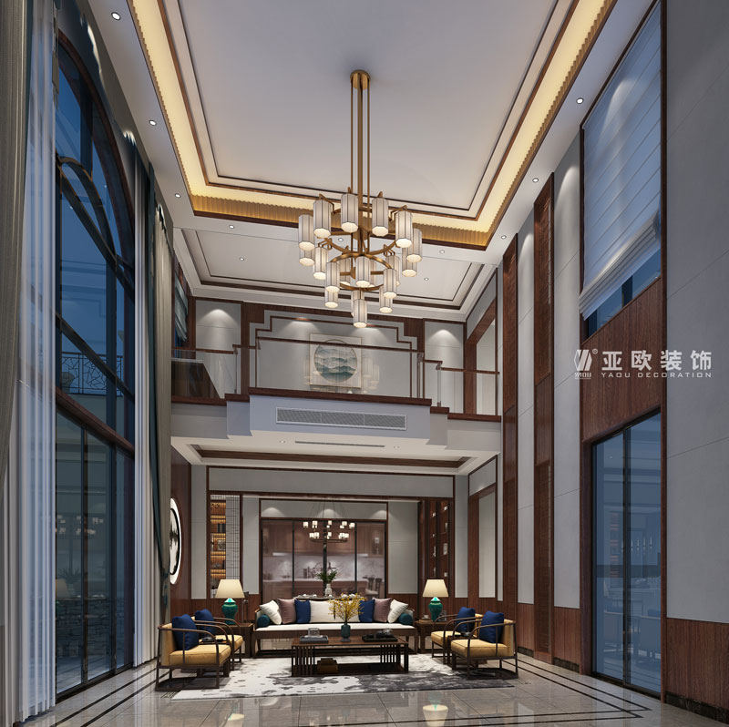 虎门国际公馆别墅-300㎡装修案例-中式风格效果图