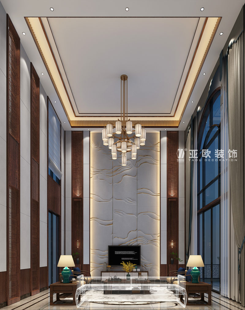 虎门国际公馆别墅-300㎡装修案例-中式风格效果图